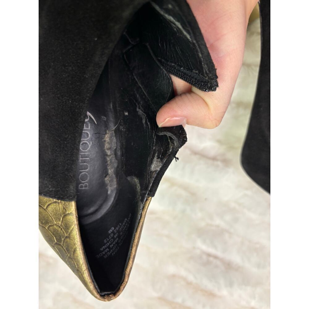 Boutique 9 Colton Black Suede Nine West Snake Gold Platform High Heels Size 6 - Picture 11 of 13